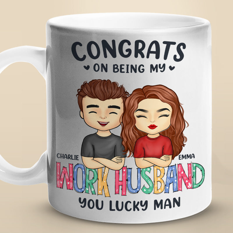 Félicitations pour être ma femme de travail ! Mug personnalisé pour couple ! Cadeau pour mari et femme, anniversaire