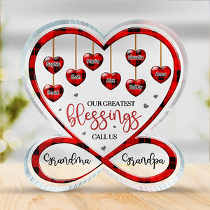 J'adore être appelé grand-mère, grand-père ! Plaque acrylique personnalisée en forme de cœur infini pour la famille ! Cadeau pour les membres de la famille