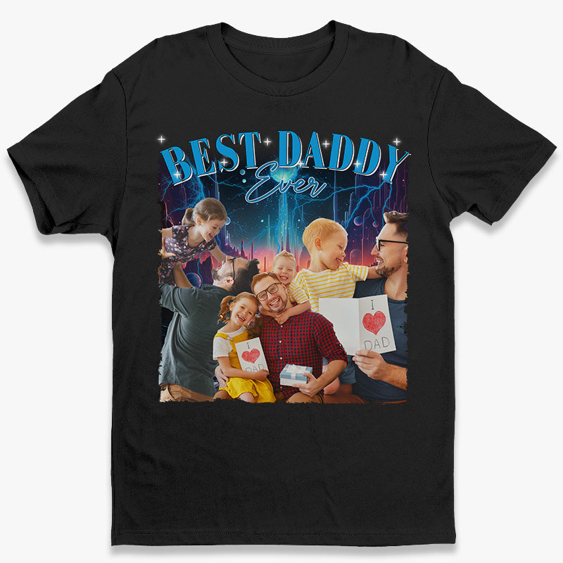 T-shirt, sweat à capuche et sweat-shirt unisexe personnalisé avec photo « Meilleur papa du monde » - Cadeau pour papa