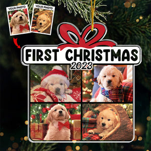 Photo personnalisée « Joyeux Pawlidays » - Ornement personnalisé pour chien et chat - Forme personnalisée en acrylique - Cadeau de Noël pour propriétaires et amoureux des animaux