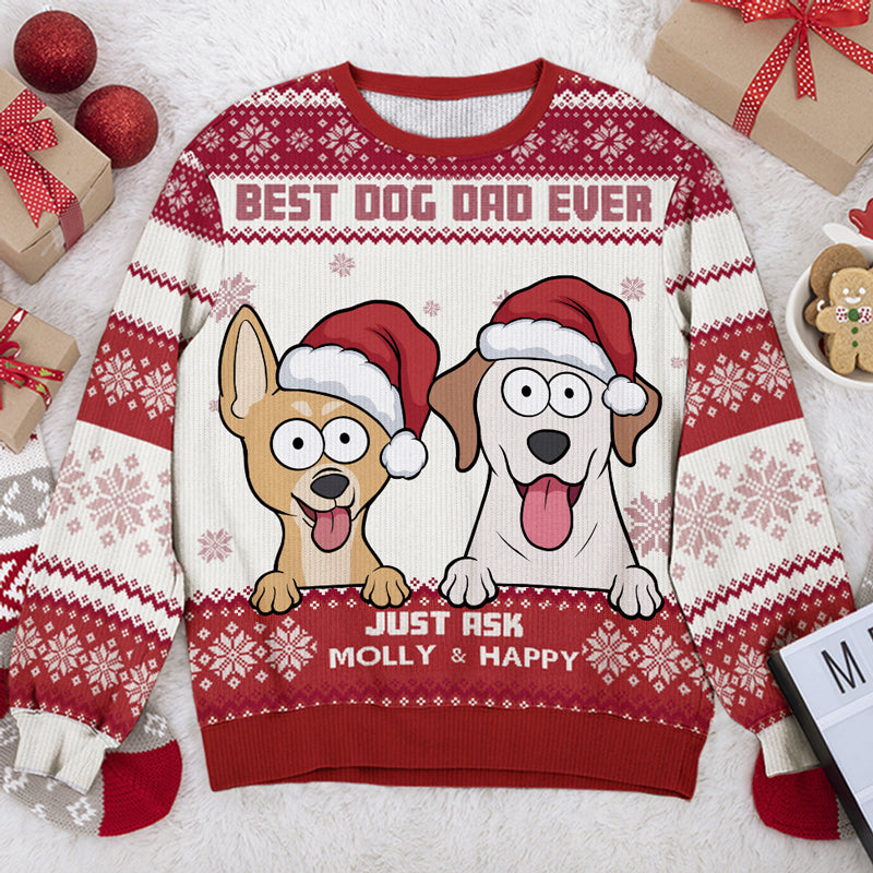 Meilleure maman de chien au monde - Sweat-shirt personnalisé pour chien - Pull en laine unisexe - Cadeau de Noël pour propriétaires et amoureux des animaux