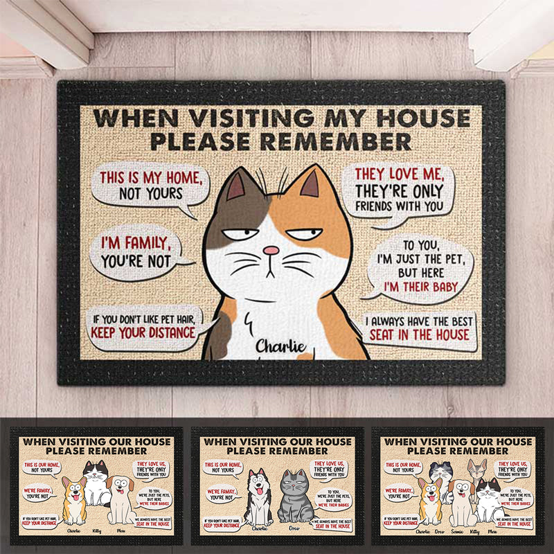 Ceci est ma maison, pas la vôtre - Tapis décoratif personnalisé pour chien et chat - Cadeau de pendaison de crémaillère pour propriétaires et amoureux des animaux