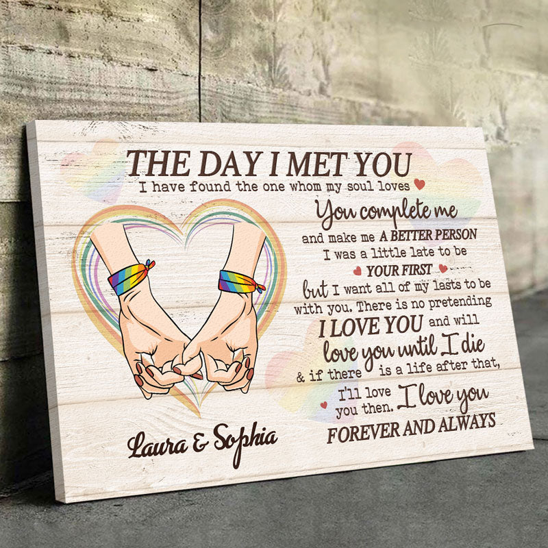 Tu me complète et fais de moi une meilleure personne - Toile horizontale personnalisée pour couple - Cadeau pour mari et femme, anniversaire, LGBTQ+