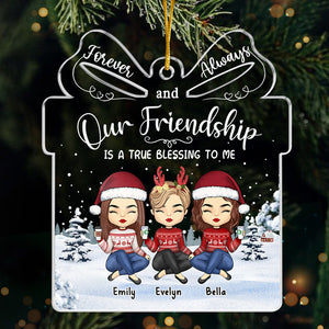 Notre amitié est une véritable bénédiction pour moi - Décoration personnalisée Bestie - Boîte cadeau en acrylique en forme de boîte - Cadeau de Noël pour meilleures amies, meilleures amies, sœurs