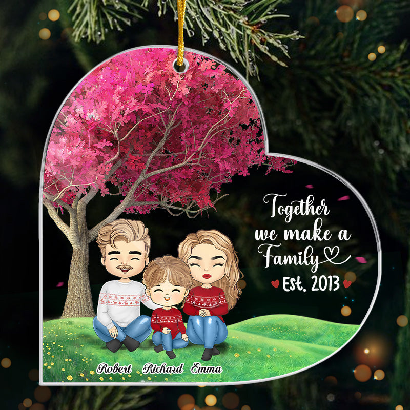 Ensemble, nous formons une famille - Décoration personnalisée pour la famille - Forme personnalisée en acrylique - Cadeau de Noël pour les membres de la famille