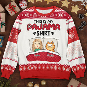 This Is My Pawjama Shirt - Cat Personalized Custom Ugly Sweatshirt - Unisex Wool Jumper - Christmas Gift For Pet Owners, Pet Lovers