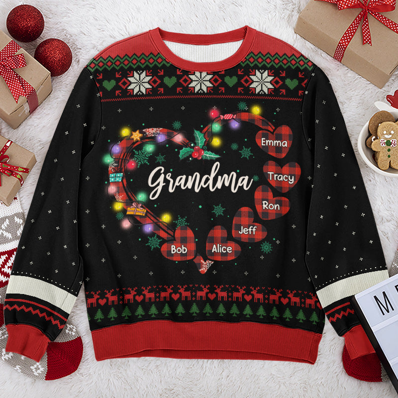 L'amour d'une grand-mère est le ciment réconfortant qui unit les générations - Sweat-shirt personnalisé pour la famille - Pull en laine unisexe - Cadeau de Noël pour les membres de la famille