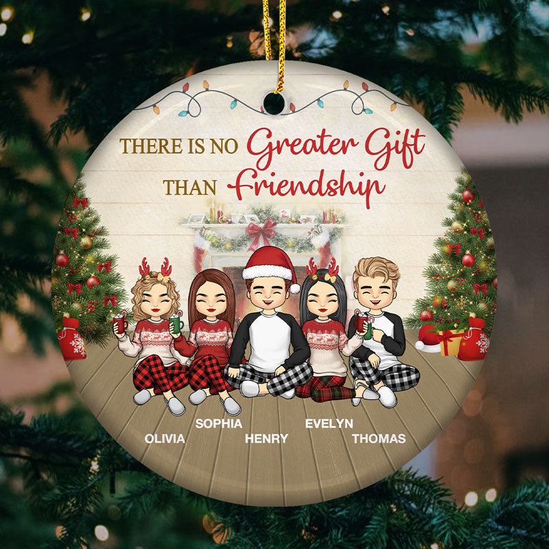 Meilleurs amis, voici une autre année - Ornement personnalisé Bestie - Forme ronde en céramique - Cadeau de Noël pour meilleures amies, BFF, sœurs