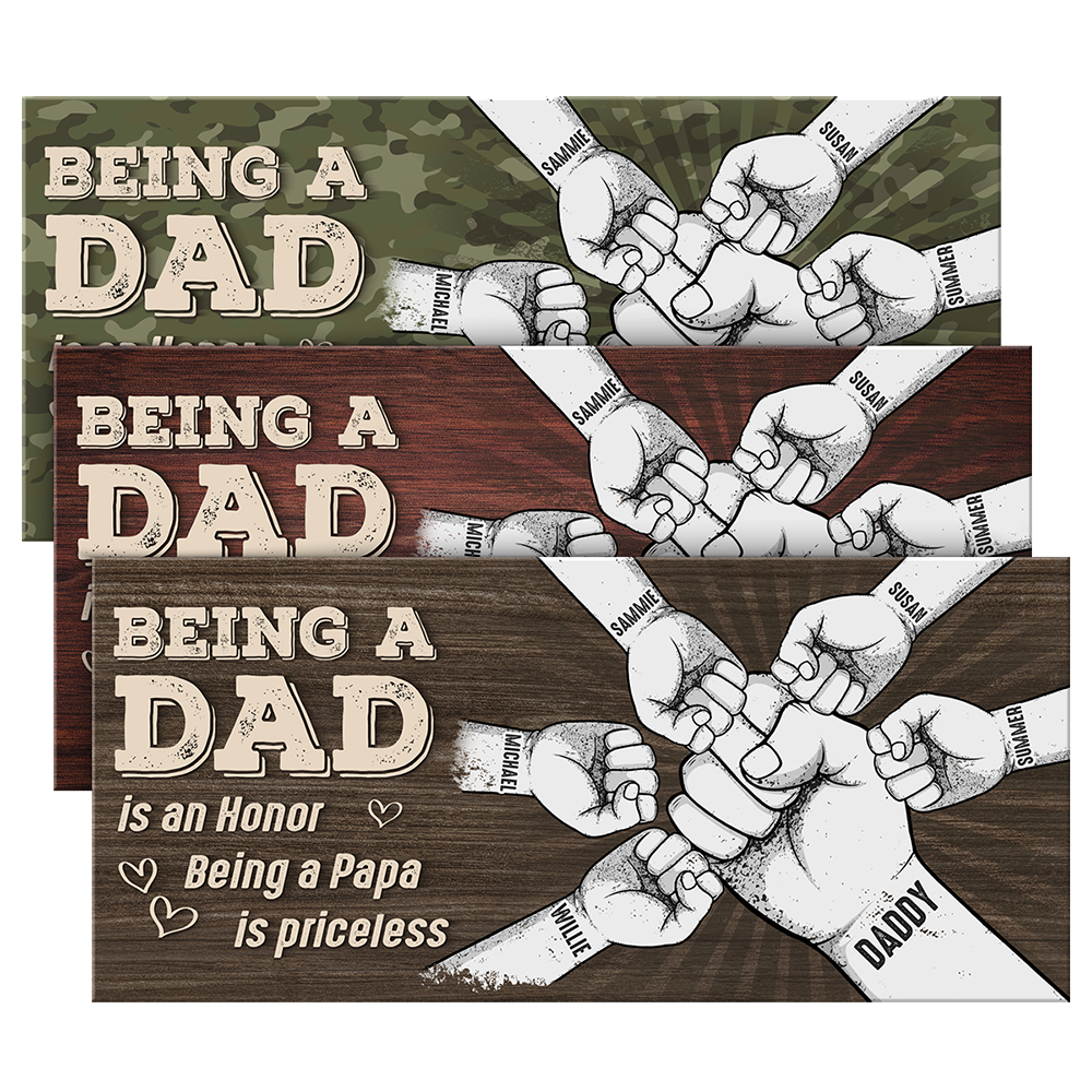 Être papa est un honneur - Panneau rectangulaire personnalisé en bois pour décoration d'intérieur - Cadeau de pendaison de crémaillère pour papa et grand-père