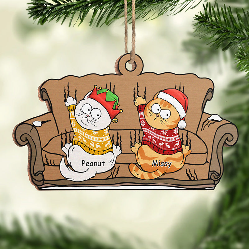 Pawsome Adventures - Décoration personnalisée en forme de chat - Bois - Cadeau de Noël pour les propriétaires et les amoureux des animaux