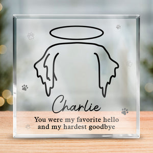 Tu me manqueras jusqu'à notre prochaine rencontre - Plaque commémorative personnalisée en acrylique de forme carrée - Cadeau de condoléances, cadeau pour les propriétaires d'animaux de compagnie, les amoureux des animaux