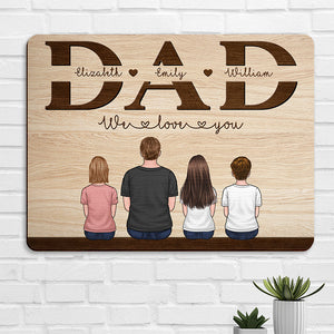 Nous t'aimons papa - Panneau rectangulaire personnalisé en bois pour décoration d'intérieur - Cadeau de pendaison de crémaillère pour papa