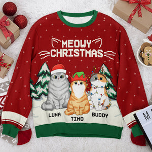 Je vous souhaite un joyeux Noël ! Sweat-shirt personnalisé avec chat, moche et personnalisé ! Pull unisexe en laine ! Cadeau de Noël pour les propriétaires et les amoureux des animaux.