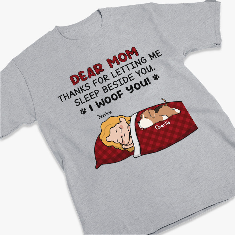 Chère maman, merci de m'avoir laissé dormir à tes côtés - T-shirt unisexe personnalisé pour chien, sweat à capuche, sweat-shirt - Fête des Mères, cadeau pour les propriétaires d'animaux, amoureux des animaux