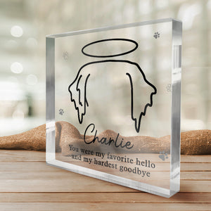 Tu me manqueras jusqu'à notre prochaine rencontre - Plaque commémorative personnalisée en acrylique de forme carrée - Cadeau de condoléances, cadeau pour les propriétaires d'animaux de compagnie, les amoureux des animaux