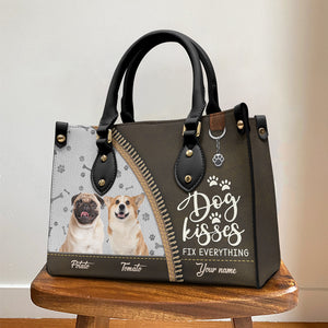 Sac à main en cuir personnalisé avec photo « La vie est meilleure avec des bébés à fourrure » pour chiens et chats - Cadeau pour propriétaires et amoureux des animaux