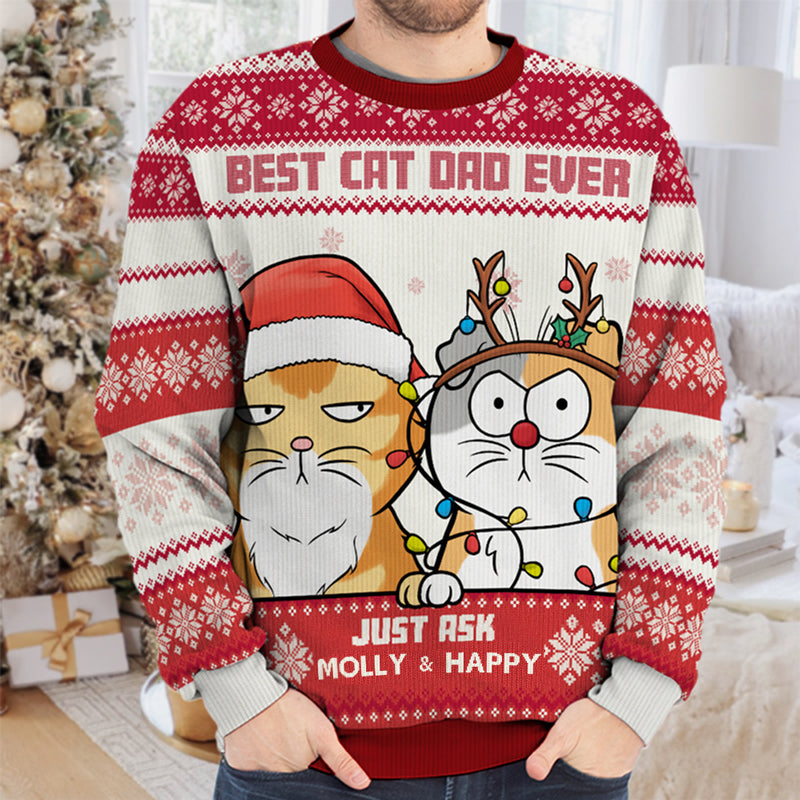 Meilleure maman chat de tous les temps - Sweat-shirt personnalisé pour chat - Pull en laine unisexe - Cadeau de Noël pour propriétaires et amoureux des animaux