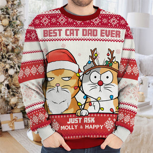 Meilleure maman chat de tous les temps - Sweat-shirt personnalisé pour chat - Pull en laine unisexe - Cadeau de Noël pour propriétaires et amoureux des animaux