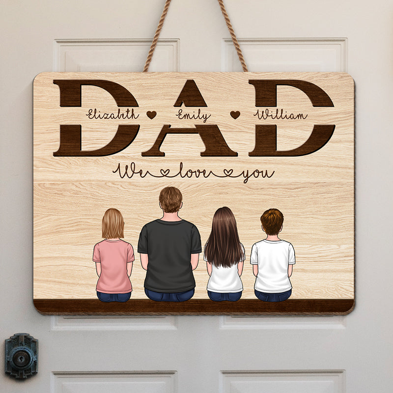 Nous t'aimons papa - Panneau rectangulaire personnalisé en bois pour décoration d'intérieur - Cadeau de pendaison de crémaillère pour papa