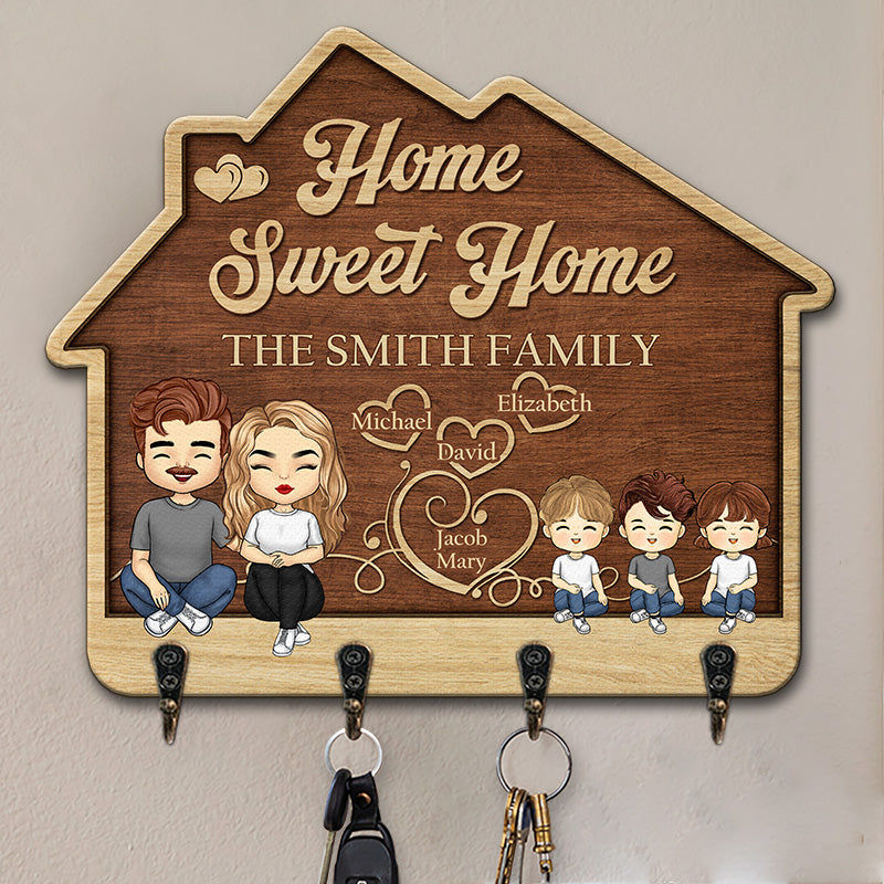 Bienvenue chez nous - Porte-clés personnalisé en forme de maison - Cadeau pour les membres de la famille