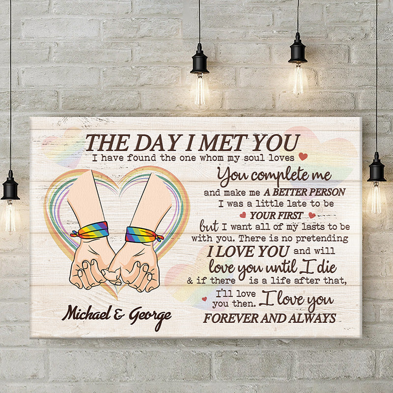 Tu me complète et fais de moi une meilleure personne - Toile horizontale personnalisée pour couple - Cadeau pour mari et femme, anniversaire, LGBTQ+