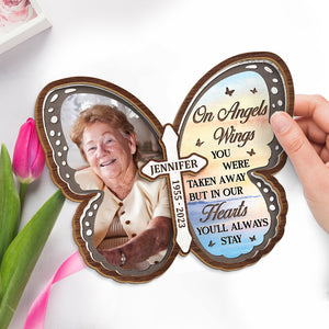 Photo personnalisée « Tu seras toujours dans mon cœur » - Plaque commémorative personnalisée en bois à 2 couches avec support - Cadeau de condoléances pour les membres de la famille