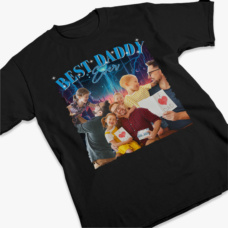T-shirt, sweat à capuche et sweat-shirt unisexe personnalisé avec photo « Meilleur papa du monde » - Cadeau pour papa