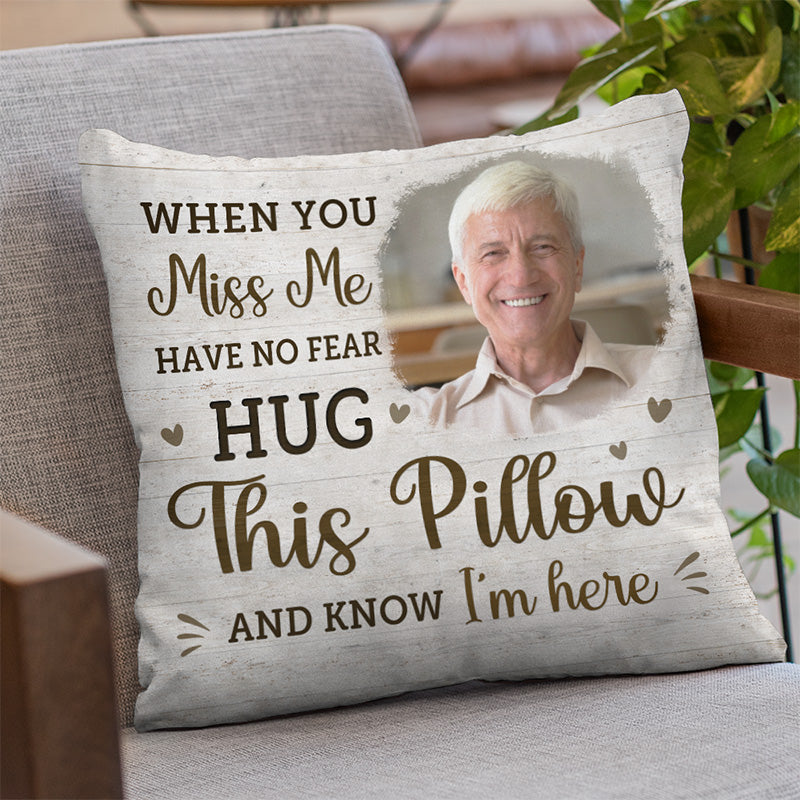 Coussin photo personnalisé « Quand tu me manques » : embrasse-le ! Coussin personnalisé commémoratif ! Cadeau de condoléances pour les membres de la famille