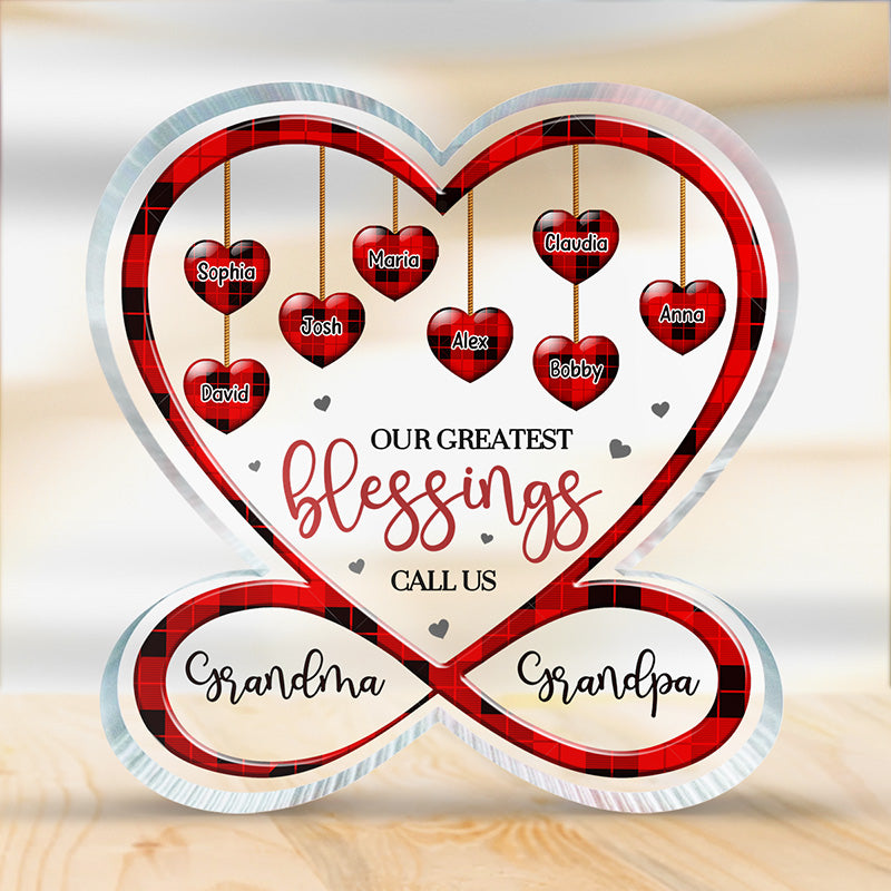 J'adore être appelé grand-mère, grand-père ! Plaque acrylique personnalisée en forme de cœur infini pour la famille ! Cadeau pour les membres de la famille