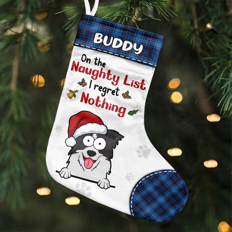Je suis sur la liste des vilains - Chaussette de Noël personnalisée pour chat et chien - Cadeau de Noël pour les propriétaires d'animaux et les amoureux des animaux