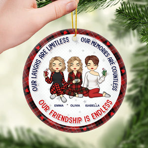Nos rires sont sans limites - Ornement personnalisé Bestie personnalisé - Forme ronde en céramique - Cadeau de Noël pour meilleures amies, BFF, sœurs