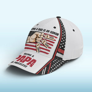 Être papa est un honneur - Casquette personnalisée pour la famille, casquette classique à imprimé intégral - Cadeau de fête des pères, d'anniversaire pour papa, grand-père