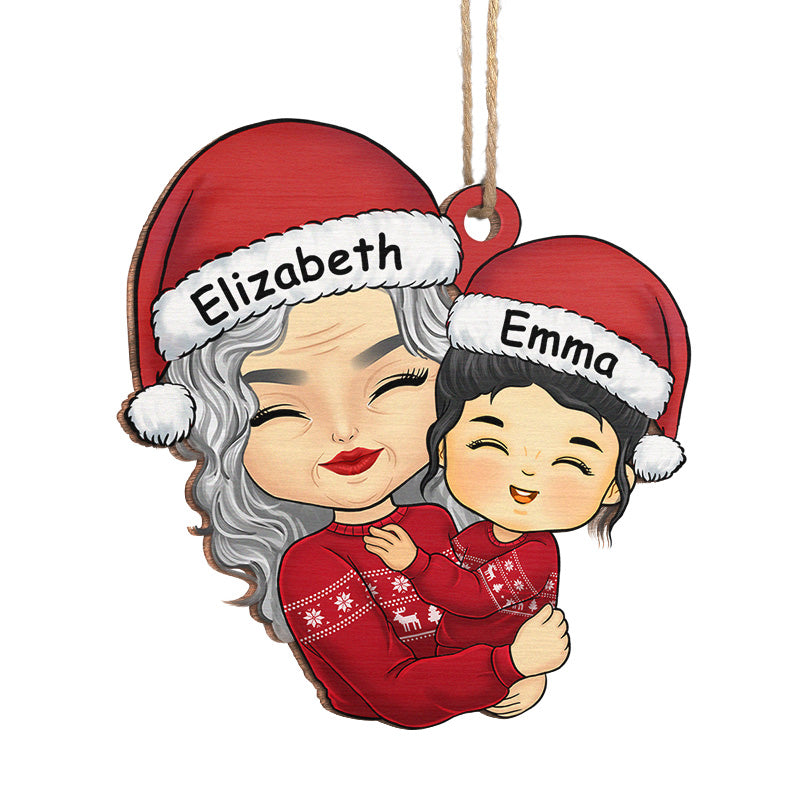 Je vous envoie plein de câlins pour les fêtes - Ornement personnalisé pour la famille - Forme personnalisée en bois - Cadeau de Noël pour maman, grand-mère