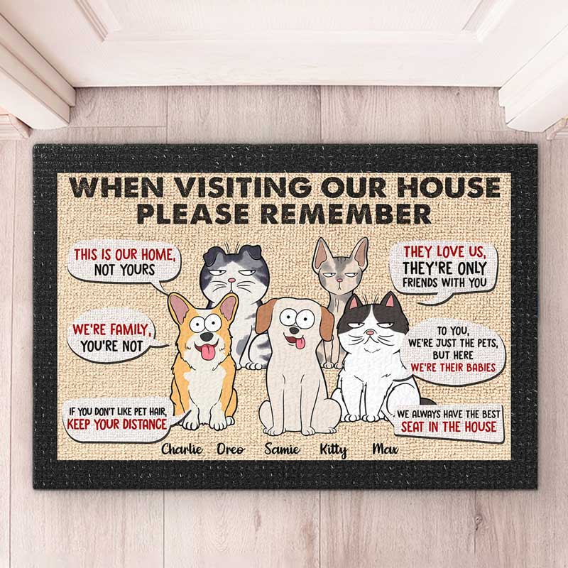Ceci est ma maison, pas la vôtre - Tapis décoratif personnalisé pour chien et chat - Cadeau de pendaison de crémaillère pour propriétaires et amoureux des animaux