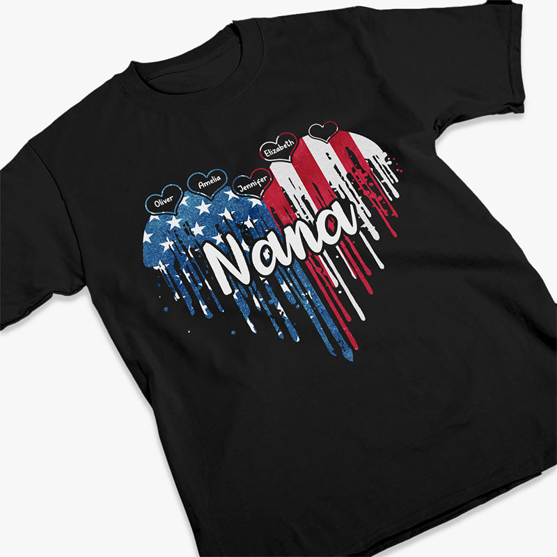 Grand-mère et ses enfants - T-shirt patriotique unisexe personnalisé, sweat à capuche, sweat-shirt - Jour de l'Indépendance, 4 juillet, cadeau d'anniversaire pour grand-mère