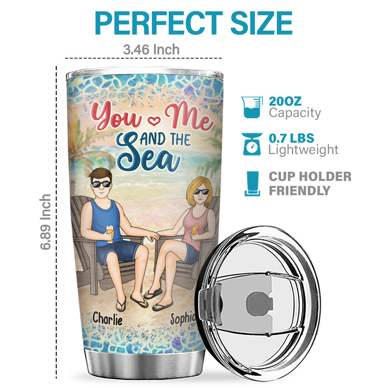 Toi, moi et la mer - Verre personnalisé pour couple - Cadeau pour mari et femme, anniversaire
