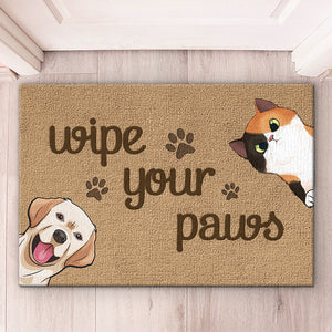 Essuyez vos pattes - Tapis décoratif personnalisé pour chien et chat - Cadeau de pendaison de crémaillère, cadeau pour propriétaires d'animaux et amoureux des animaux