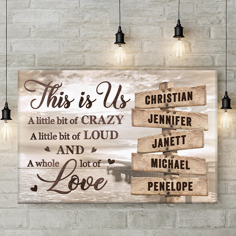 C'est nous et beaucoup d'amour - Toile horizontale personnalisée pour la famille - Cadeau pour les membres de la famille