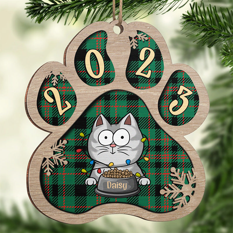 Joyeux Pawlidays - Ornement personnalisé en forme de patte de chat en bois - Cadeau de Noël pour les propriétaires et les amoureux des animaux