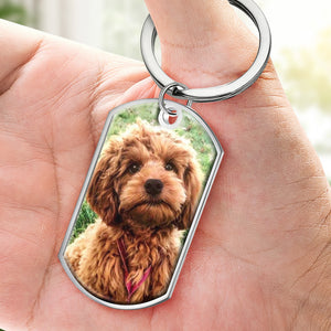 Porte-clés personnalisé avec photo « Tu ne quitteras jamais mon cœur » - Cadeau de condoléances pour les propriétaires d'animaux et les amoureux des animaux