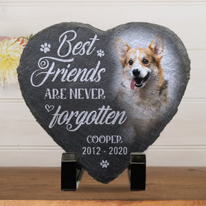 Photo personnalisée : Les meilleurs amis ne sont jamais oubliés - Pierre commémorative personnalisée - Cadeau de condoléances, cadeau pour les propriétaires d'animaux de compagnie, les amoureux des animaux