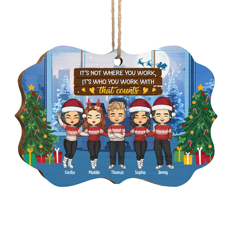 Ce n'est pas là où vous travaillez - Ornement personnalisé pour collègue - Bois en forme de Benelux - Cadeau de Noël pour collègues, amis de travail, collègues