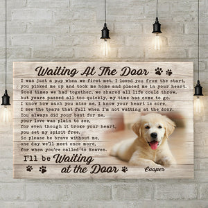 Photo personnalisée attendant à la porte - Toile horizontale personnalisée pour chien et chat - Cadeau pour propriétaires et amoureux des animaux