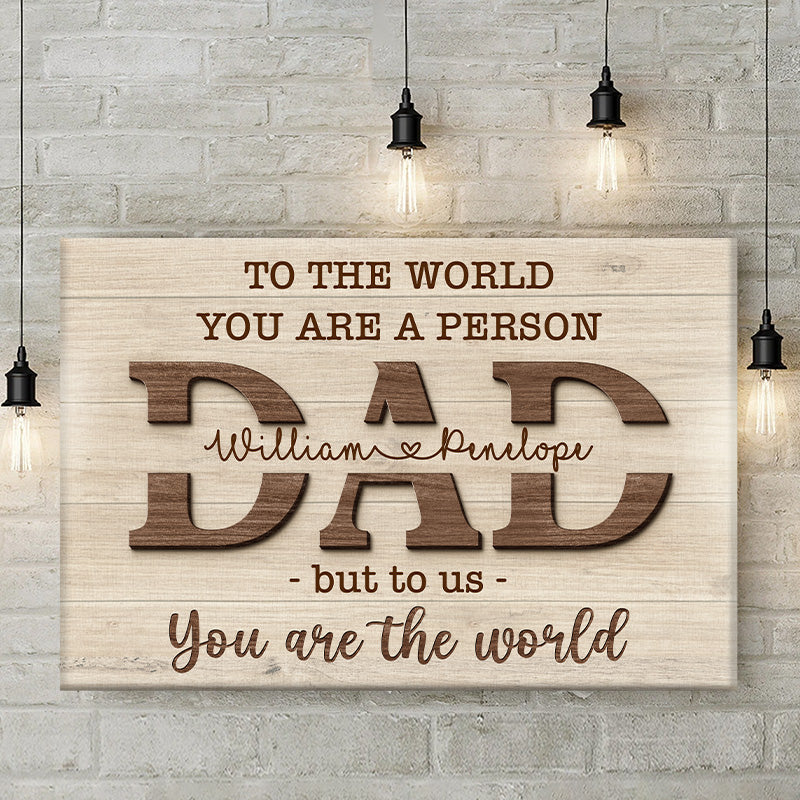 Je t'aime papa - Toile horizontale personnalisée pour la famille - Cadeau d'anniversaire pour papa, grand-père