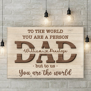 Je t'aime papa - Toile horizontale personnalisée pour la famille - Cadeau d'anniversaire pour papa, grand-père