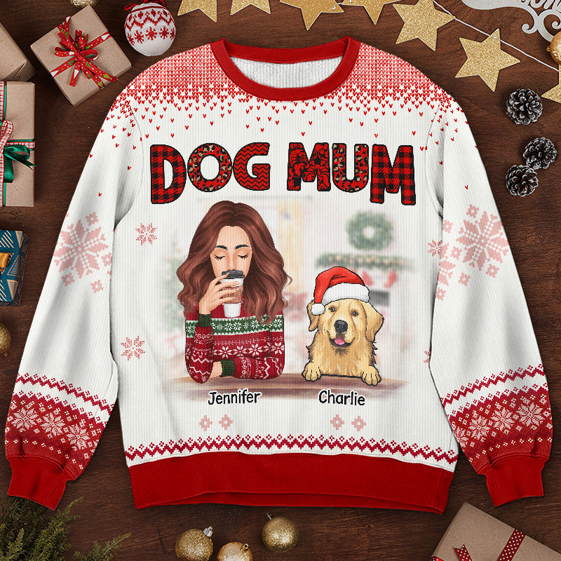 Meilleure maman de chien au monde - Sweat-shirt moche personnalisé pour chien - Pull en laine unisexe - Cadeau de Noël pour propriétaires et amoureux des animaux
