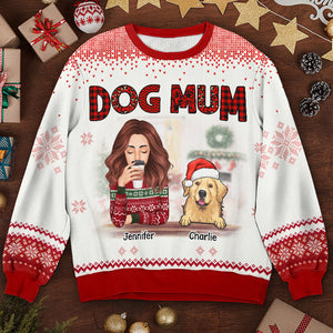 Meilleure maman de chien au monde - Sweat-shirt moche personnalisé pour chien - Pull en laine unisexe - Cadeau de Noël pour propriétaires et amoureux des animaux