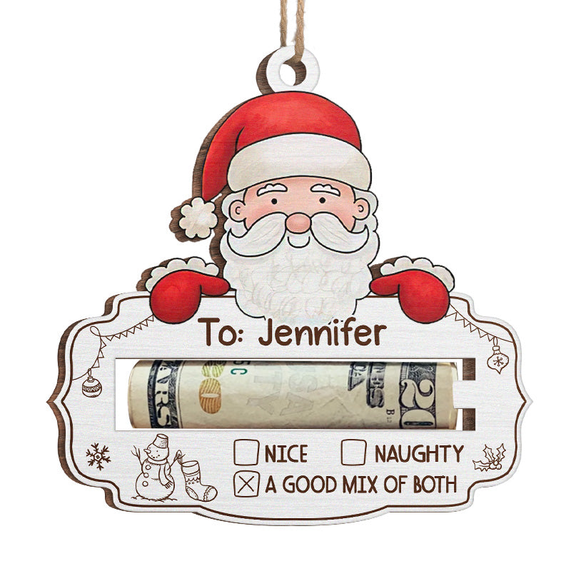 Belle liste de souhaits - Ornement personnalisé pour la famille, porte-monnaie - Forme en bois personnalisée - Cadeau de Noël pour les membres de la famille