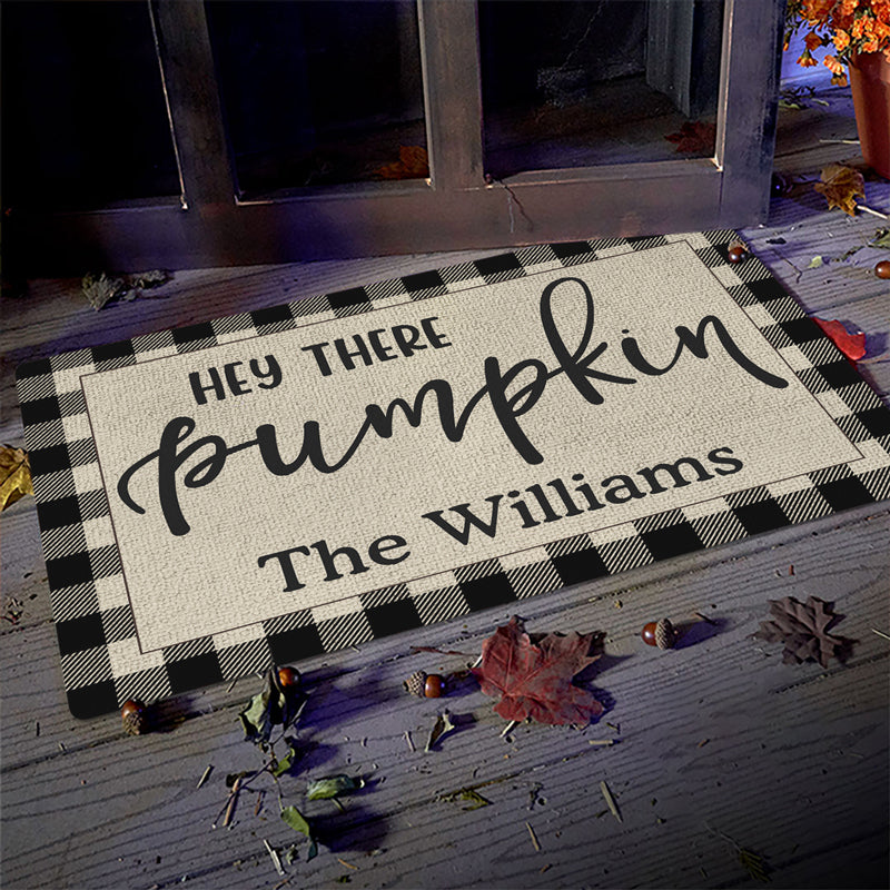 Hé, citrouille ! – Tapis décoratif personnalisé pour la maison – Cadeau d'Halloween pour les membres de la famille