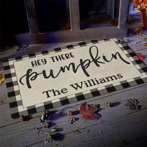 Hé, citrouille ! – Tapis décoratif personnalisé pour la maison – Cadeau d'Halloween pour les membres de la famille